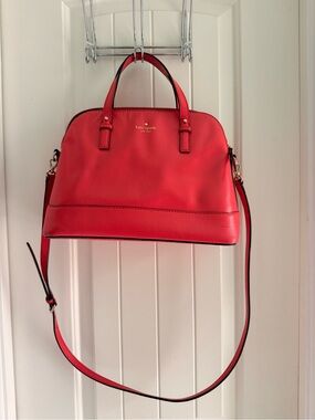 kate spade Red Leather Dome Satchel with Detachable Strap